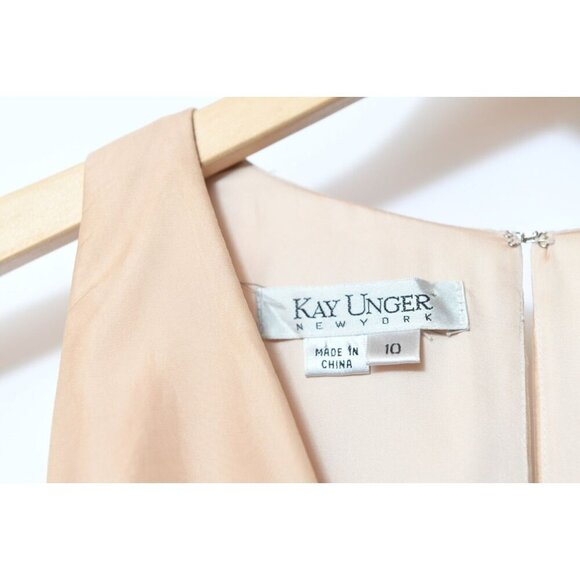 Kay Unger New York 100% Silk Gold Dress Size 10 Sleeveless Cocktail Wedding - Picture 5 of 15